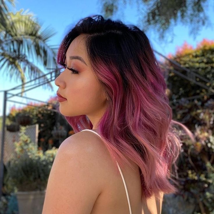 Ombre Hair With Fringe, Under Hair Color, Burgundy Hair Dye, Short Hair Fringe, Pink Ombre Hair, Pink Hair Dye, Hair Color Underneath, Creative Hair Color, Hair Color Streaks