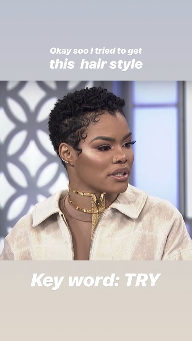 Short Natural Hair Outfits, Amakipkip Shirts, Teyana Taylor Nails, Teyana Taylor Haircut, Natural Pixie Haircut Black Women 4c, Pixie 4c Hair, 4b Pixie Cut, Natural Short Cuts For Black Women, Afro Pixie Haircut