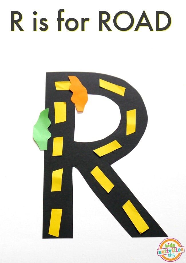 the letter r is for road made out of construction paper