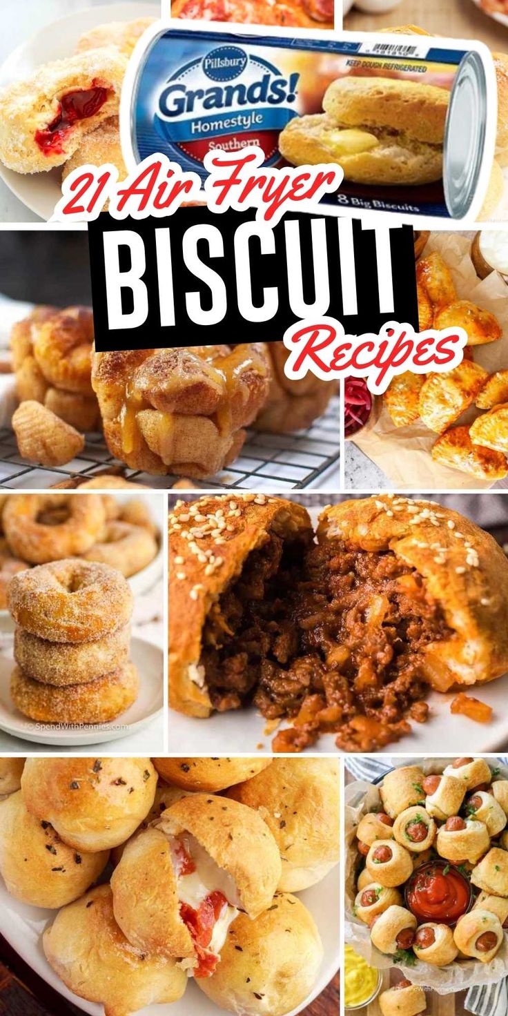 the collage shows different types of biscuits and pastries