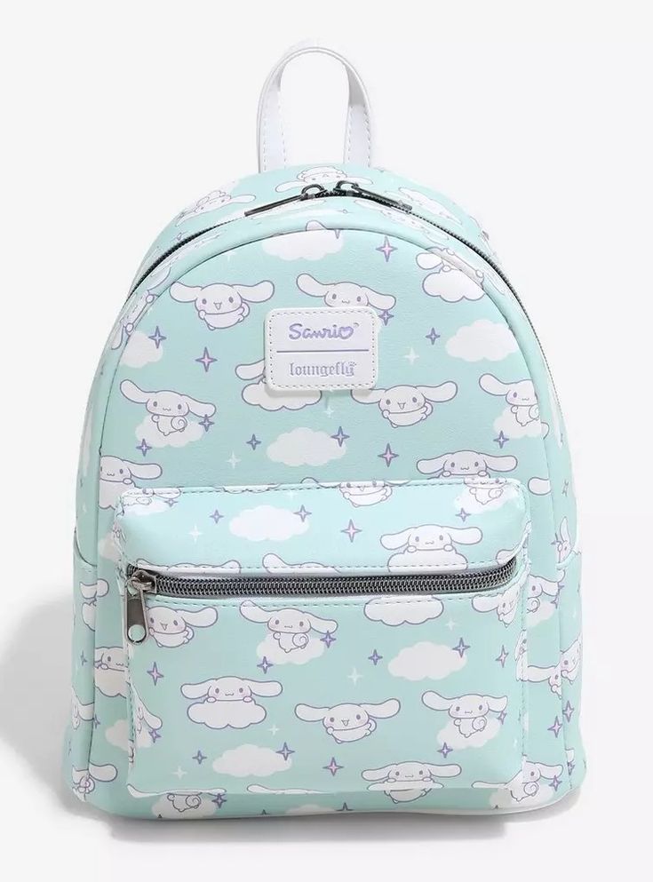 Loungefly Cinnamoroll Flying Clouds Mini Backpack, Sanrio Mini Backpack, Cinnamoroll Flying, Kawaii Magic, Sanrio Backpack, Cinnamoroll Sanrio, Supergirl Superman, Pastel Blue Background, Loungefly Backpack, Exploding Kittens