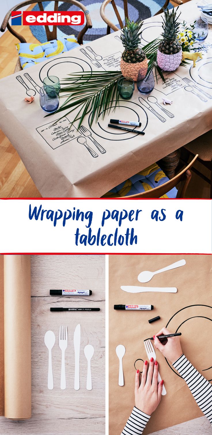 wrapping paper as a tablecloth