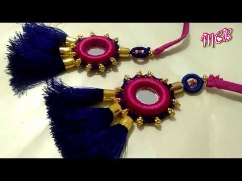 Tassel Making Tutorials, Hangings For Blouse, Blouse Hangings, Tassels Fashion Clothing, Tassel Making, 50 Blouse Designs, Handmade Blouse, Designer Tassels, Saree Tassels Designs