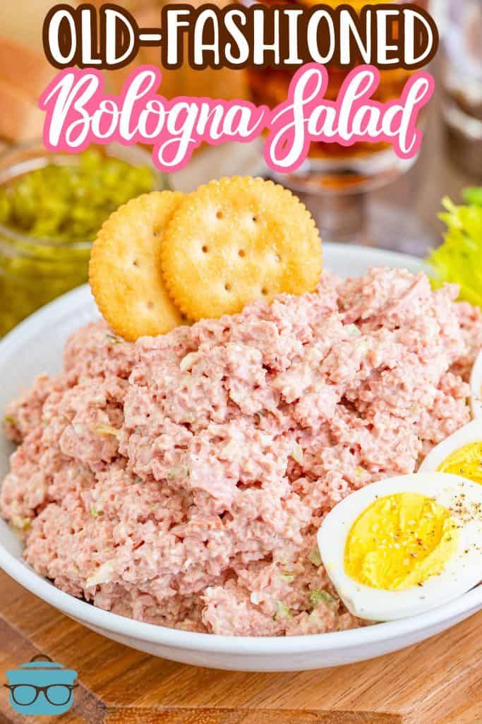 this old - fashioned bologna salad is loaded with tuna and hard boiled eggs