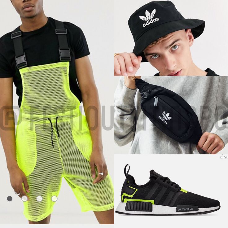 Yellow Overalls, Mens Festival Fashion, Adidas Bucket Hat, Rave Festival Outfits, Outfit Adidas, Festival Outfits Men, Electric Daisy, Coachella Music Festival, Edc Outfits