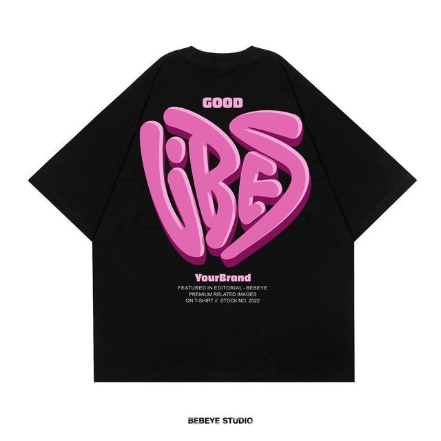 a t - shirt with the words good on it, in pink and black letters