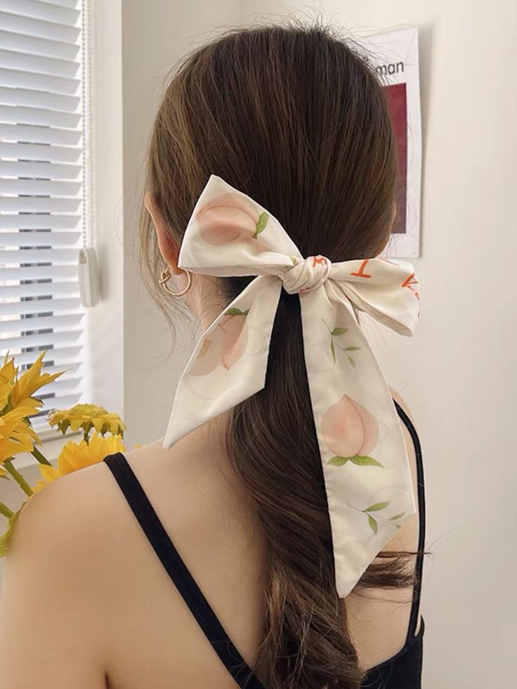 White Casual   Polyester Fruit&Vegetable Basic Hair Band    Women Accessories Trendy White Summer Hair Accessories, Cute Handmade White Hair Accessories, White Handmade Cute Hair Accessories, Cute Cheap White Hair Accessories, Cute Korean Hair Accessories, Peach Pattern, Pretty Gif, Pattern Hair, Hand Pic