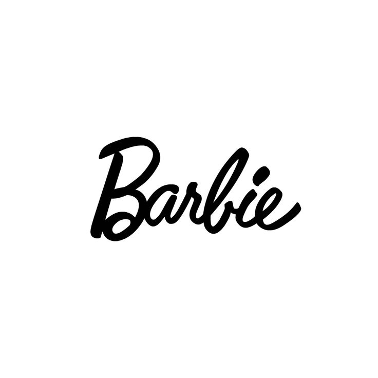 the word barbie written in black ink on a white background