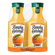 two bottles of simply orange juice