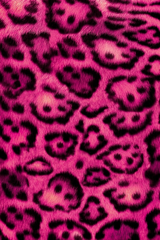 an animal print pattern is shown in pink and black colors, as well as the fur