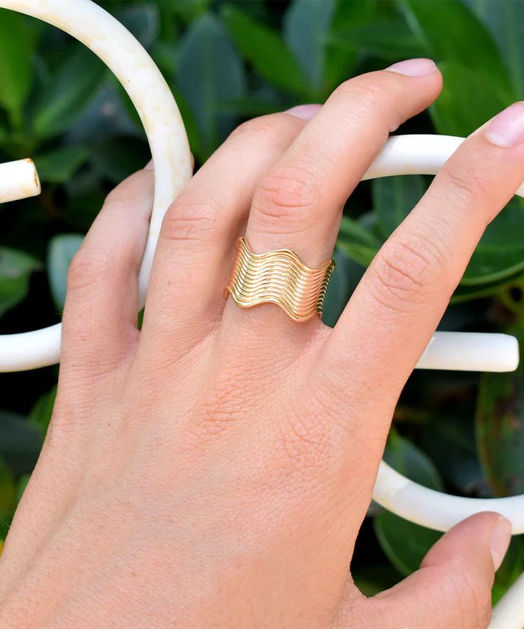 Ric Rac Wide Ring – AH LLC Elegant Adjustable Wide Band Promise Ring, Adjustable Elegant Wide Band Ring, Elegant Adjustable Wide Band Ring, Elegant Adjustable Wide Band Open Ring, Modern Open Band Wide Ring For Wedding, Modern Adjustable Wide Band Ring For Wedding, Elegant Stackable Wide Band Ring As Gift, Elegant Stackable Wide Band Ring For Gift, Modern Open Wide Band Ring For Wedding