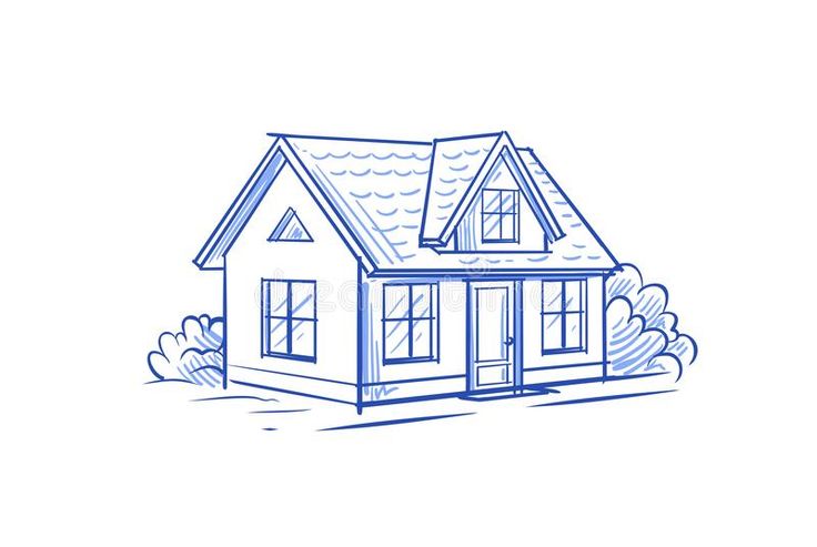 a drawing of a house on a white background