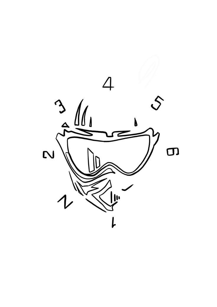 a drawing of a helmet with goggles on it