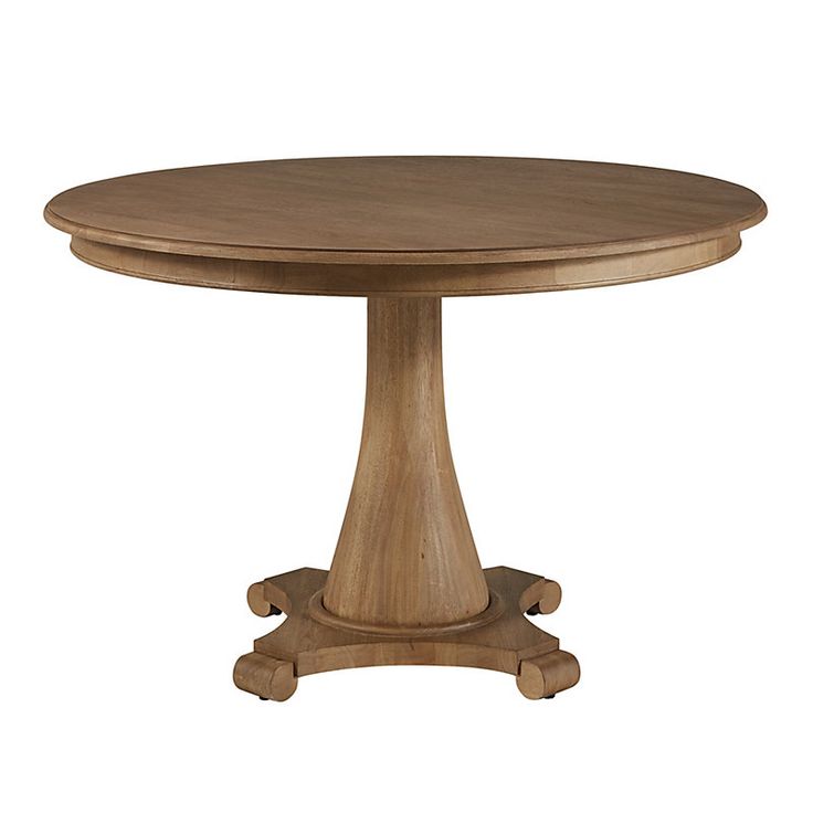 a round wooden table with four legs on an isolated white background for use as a centerpiece