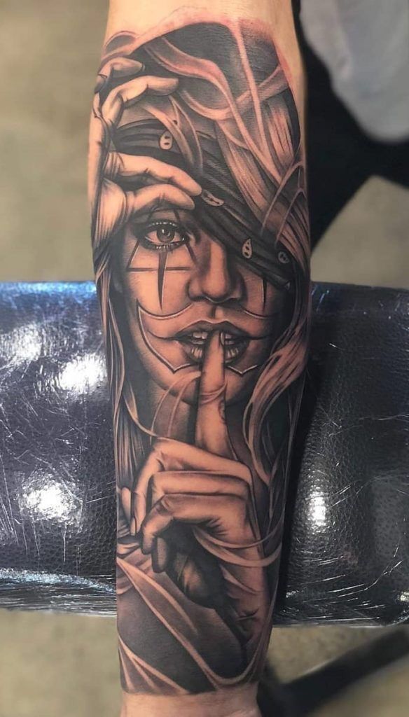 Tato Realis, Chicano Tattoos Sleeve, Catrina Tattoo, Skull Girl Tattoo, Pola Tato, Girl Face Tattoo, Realistic Tattoo Sleeve, Gangsta Tattoos, Girl Arm Tattoos