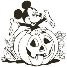 mickey mouse on top of a jack - o'- lantern with his arms out