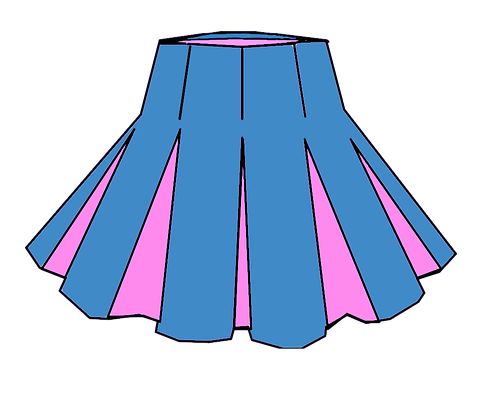 a blue and pink skirt on a white background