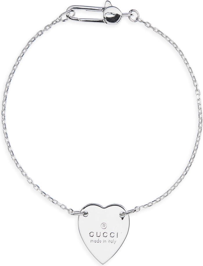 Gucci Trademark Heart Chain Bracelet | Nordstrom Gucci Slide, Heart Chain Bracelet, Heart Chain, Gift Kit, Silver Chain Bracelet, Diy Kits Gift, Delivery Gifts, Intellectual Property, Free Gift Wrapping