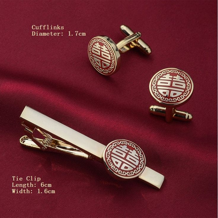 Elevate your wedding attire with our exquisite double Happiness cufflinks and Tie Clip - perfect for the groom and his best man. Embrace tradition and bring some luck to your special day with these luxurious accessories. Elegant Red Cufflinks For Formal Occasions, Classic Red Cufflinks For Formal Occasions, Wedding Jewelry Gift For Father's Day, Elegant Cufflinks In Gift Box For Father's Day, Classic Jewelry Gift For Father's Day, Elegant Cufflinks With Gift Box For Father's Day, Classic Jewelry Gift Box For Father's Day, Elegant Father's Day Cufflinks In Gift Box, Elegant Cufflinks With Gift Box