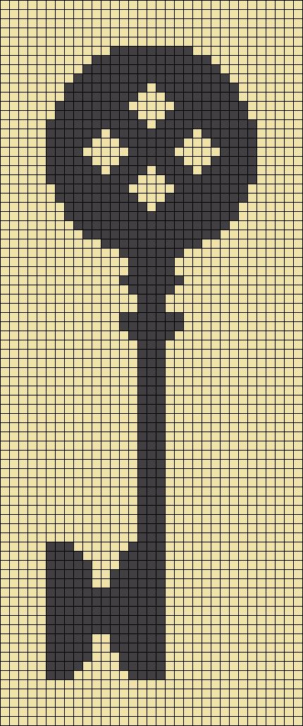 a cross stitch pattern with a key on it