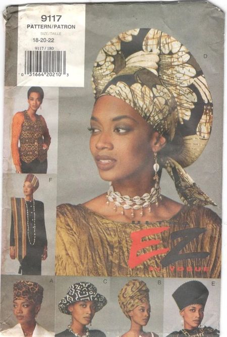 Vintage Vogue Sewing Patterns, Vogue Vintage, Women's Sewing Pattern, Patterned Jeans, Vogue Sewing Patterns, Turban Headwrap, African Inspired Fashion, Millinery Hats, Fold Envelope