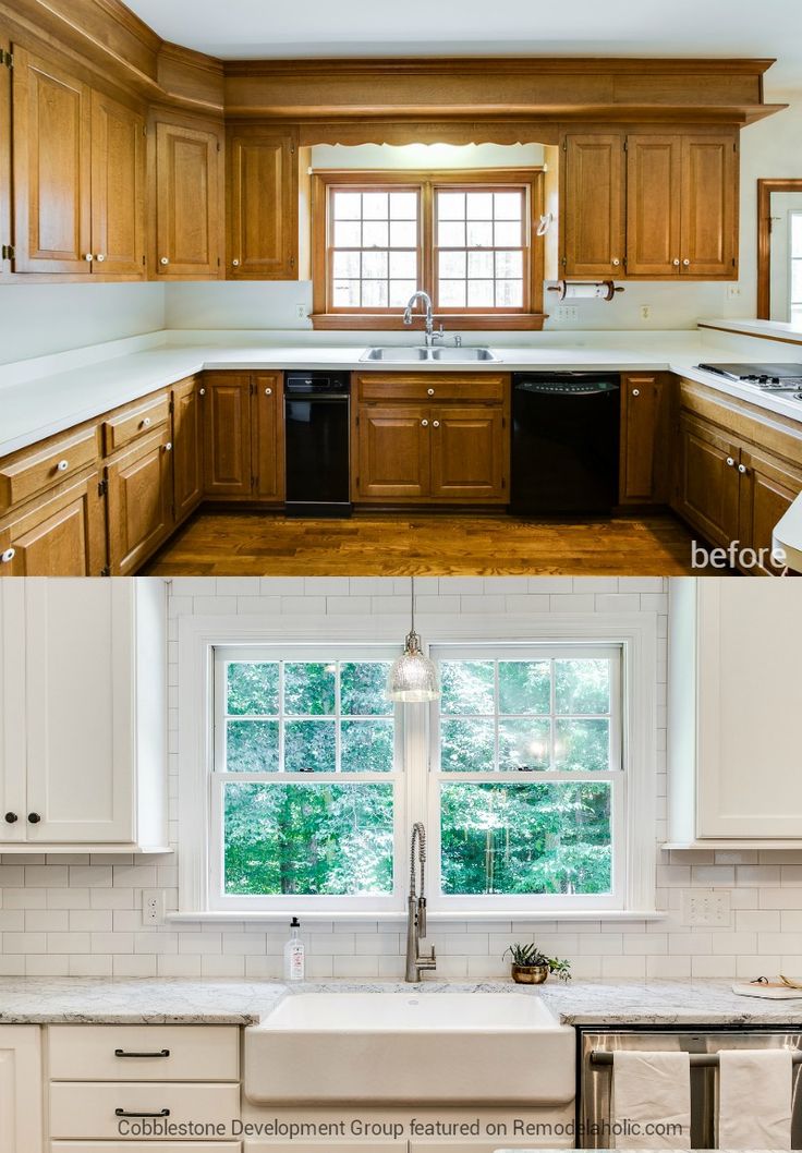 before and after pictures of a kitchen remodel