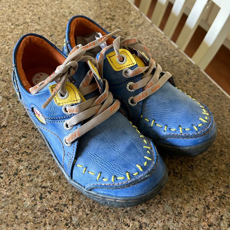 Ordered These Shoes To Wear With My Magnolia Pearl Clothing But They Don’t Fit. Never Worn. Casual Blue Lace-up Walking Shoes, Blue Casual Walking Shoes For Spring, Casual Blue Walking Shoes For Spring, Casual Blue Lace-up Leather Shoes, Blue Slip-on Walking Shoes For Spring, Blue Slip-on Leather Shoes For Spring, Casual Closed Toe Leather Shoes With Laces, Casual Blue Walking Shoes With Flat Heel, Casual Blue Leather Shoes With Closed Toe