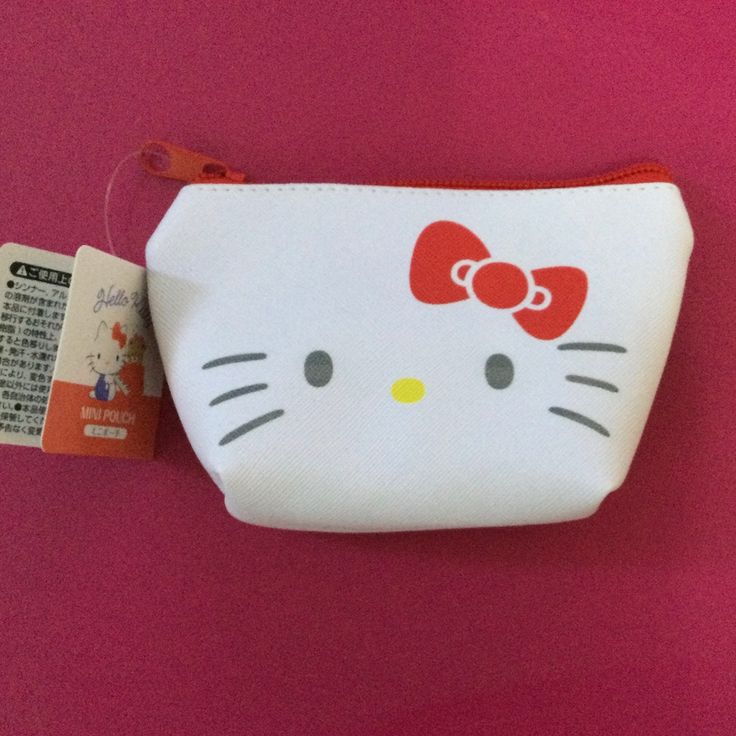 Brand New Hello Kitty Mini Pouch/ Coin Purse Zippered Closure/ Front Back Design New With Tags Cute Red Bags For Personal Use, Cute Red Bag With Zipper Pouch, Cute Red Bags With Zipper Pouch, Cute Red Bag With Cat Design, Red Hello Kitty Print Bag For Gift, Red Hello Kitty Print Bag As Gift, Cute White Pouch Coin Purse, Cute Red Coin Purse For Daily Use, Red Hello Kitty Bag