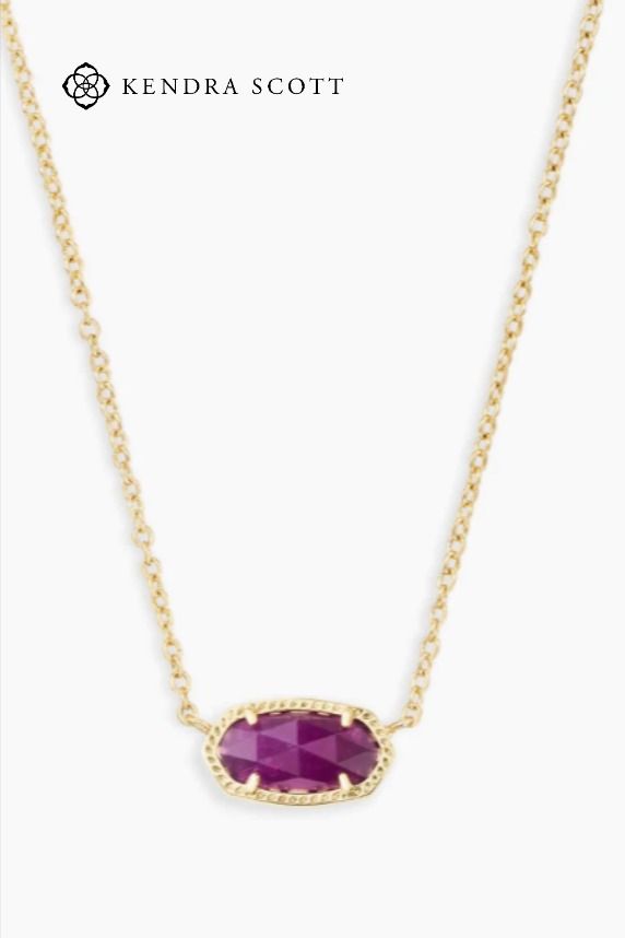 A dainty stone and delicate metallic chain combine to create the Elisa Gold Pendant Necklace in Purple Jade, your new favorite wear-anywhere accessory. This pendant necklace can be paired with any look, providing that extra touch of timeless style. Make the Elisa Gold Pendant Necklace a staple in your wardrobe and you will not be disappointed. Purple Kendra Scott Necklace, Elegant Birthstone Necklaces For Layering, Dainty Faceted Necklaces, Gold Faceted Birthstone Necklace, Gift Solitaire Necklace With Cable Chain, Kendra Scott Elisa Necklace, Elisa Gold Pendant Necklace, Simple Pendant Necklace, Elisa Pendant Necklace