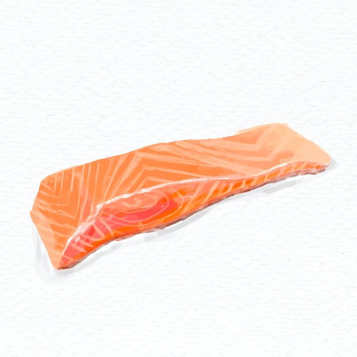 a piece of salmon sitting on top of a white surface