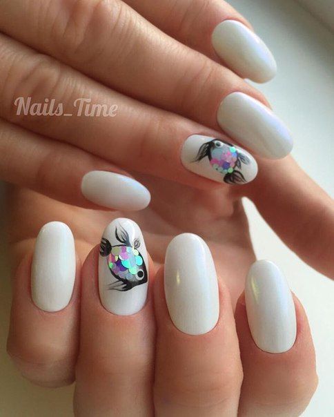 Fish Nail Art, Fish Nails, Korean Nail Art, Gold Nail Art, Butterfly Nail Art, Basic Nails, Rose Nails, Simple Nail Art Designs, Nail Swag