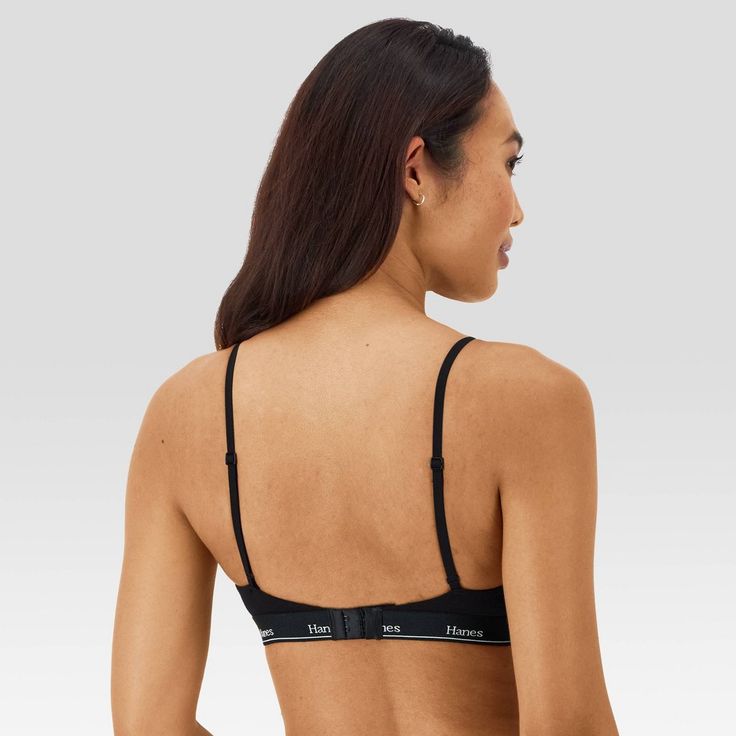 Hanes Originals Women’s Stretch Cotton Triangle Bra, 2-Pack Hanes Originals women's triangle bralette is a better-than-basic look that pairs perfectly with your best tee or tank. Made with signature cotton-rich fabric designed to leave your skin feeling happy and free. ComfortFlex Fit® bras are designed to fit you, while Cool Comfort™ technology keeps you feeling fresh and dry all-day long. Designed with classic hook-and-eye closure, this comfortable style offers adjustable straps for the perfec Everyday Fitted Bra With Padded Cups, Summer Nursing Bra For Everyday Use, Everyday Bra With Padded Cups, Trendy Fitted Bra For Everyday Wear, Trendy Everyday Fitted Bra, No-show Padded Bra, Medium Support Summer Bra, Padded Low-cut Nursing Bra, Summer Triangle Top Nursing Bra