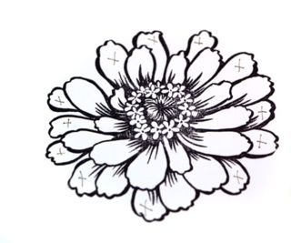 a black and white drawing of a flower