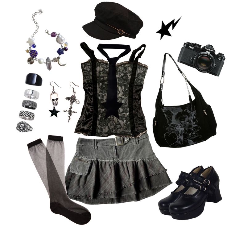 Pierce The Veil Inspired Outfits, Gothic Grunge Aesthetic, Alt Outfits, Y2k Accessories, Gothic Grunge, 2000s Fashion Outfits, Rock Punk, Estilo Punk, Swaggy Outfits