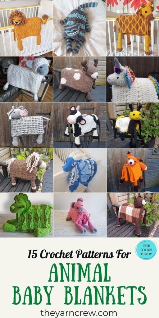 crochet patterns for animal baby blankets are featured in the book, 15 crochet patterns for animals