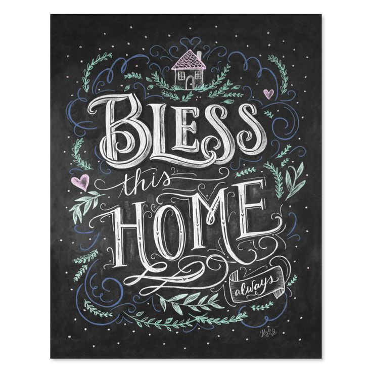 a chalkboard with the words,'bess this home'written on it