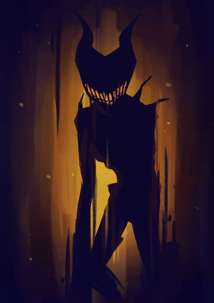 the silhouette of a monster is shown against a dark background