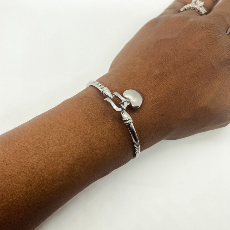 Stainless steel bracelet with heart charm Bracelet With Heart, Heart Bracelet, Steel Bracelet, Stainless Steel Bracelet, Heart Charm, Silver Bracelet, Stainless Steel, Bracelet, Silver