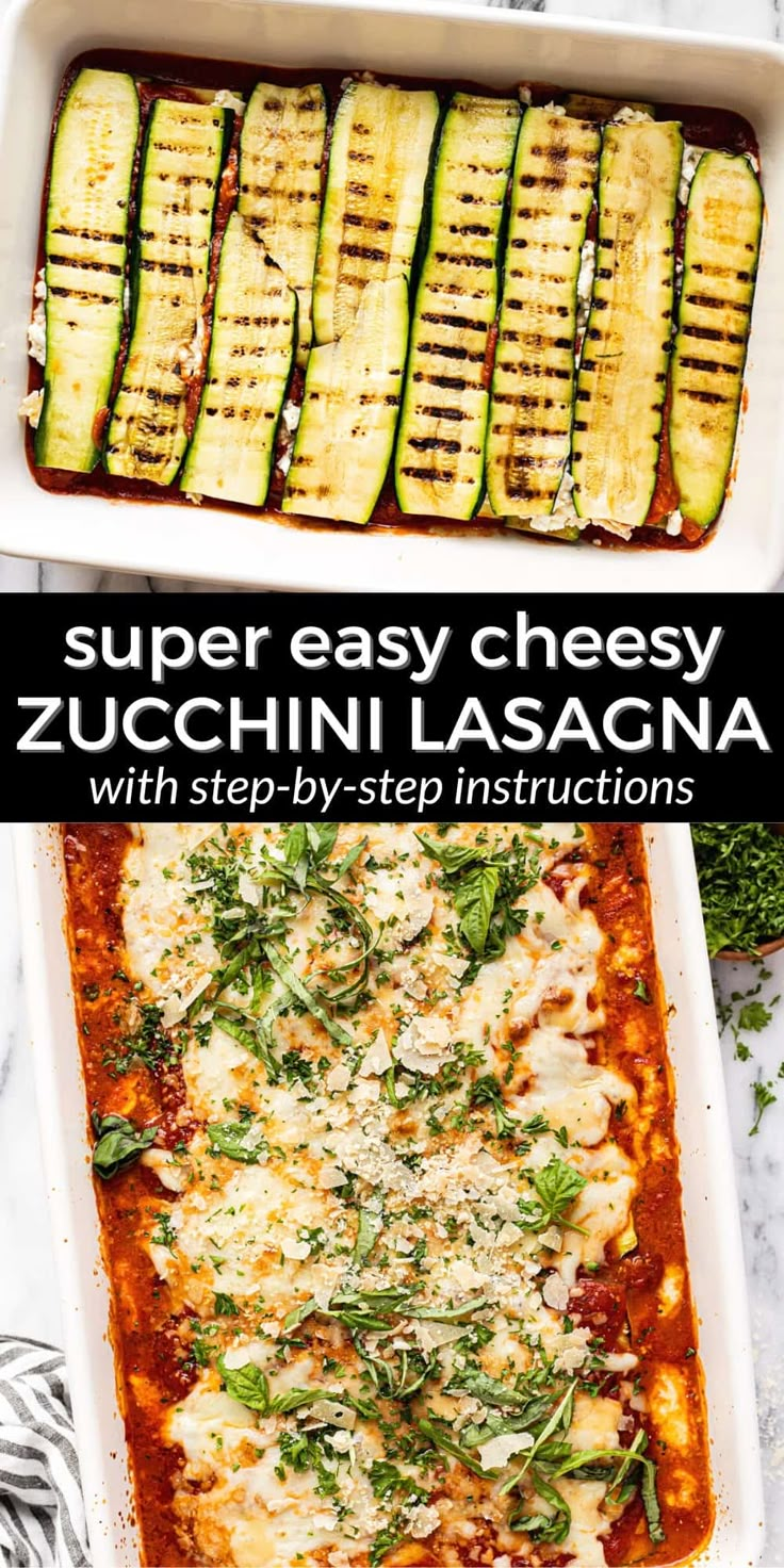 zucchini lasagna with step by step instructions