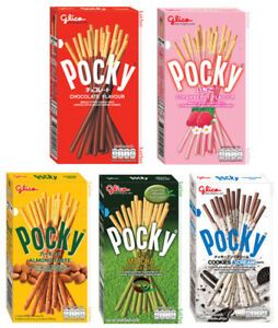 four boxes of pocky are shown in this image