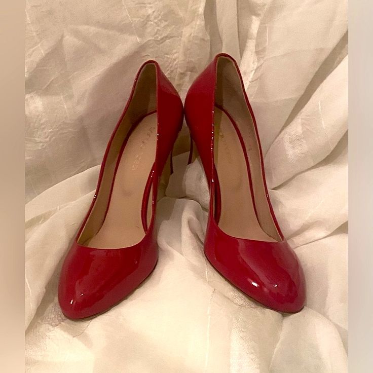 Sergio Rossi Red Patent Leather Heels 4” Heels Made In Italy New, Never Worn Red Heels With Sculpted Heel, Red Pointed Toe Court Shoes With 4-inch Heel, Red Court Shoes With 4-inch Heel, Red Fitted Court Shoes With Sculpted Heel, Fitted Red Court Shoes With Sculpted Heel, Formal Red Round Toe Heels, Chic Heels With Red Sole And Medium Width, Red Pointed Toe Heels With Deep Heel Cup, Red Round Toe Court Shoes With 4-inch Heel