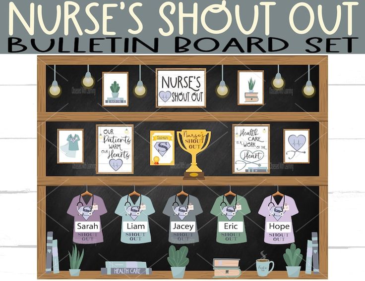 a bulletin board with nurse's shirts on it and the words, nurses should out bulletin