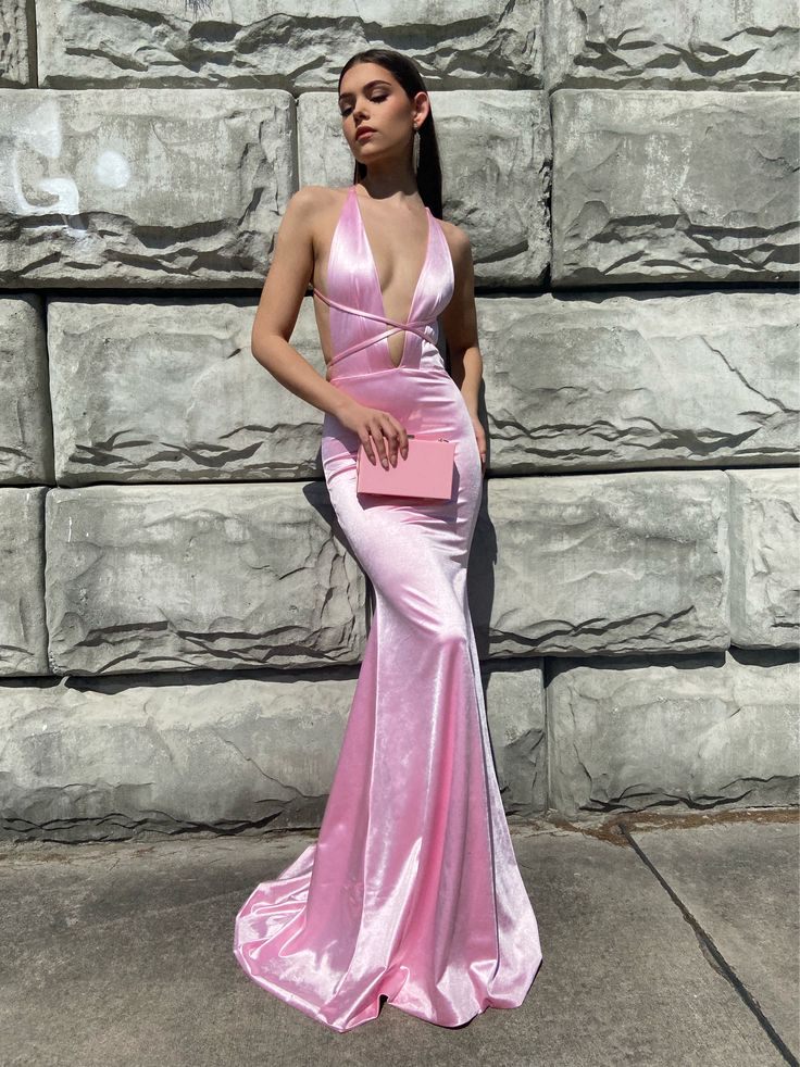 Gossip Gowns, Celebrity Costumes, Mermaid Skirt, Plunging Neckline, Baby Pink, Gowns Dresses, The Dress, Mermaid, Satin