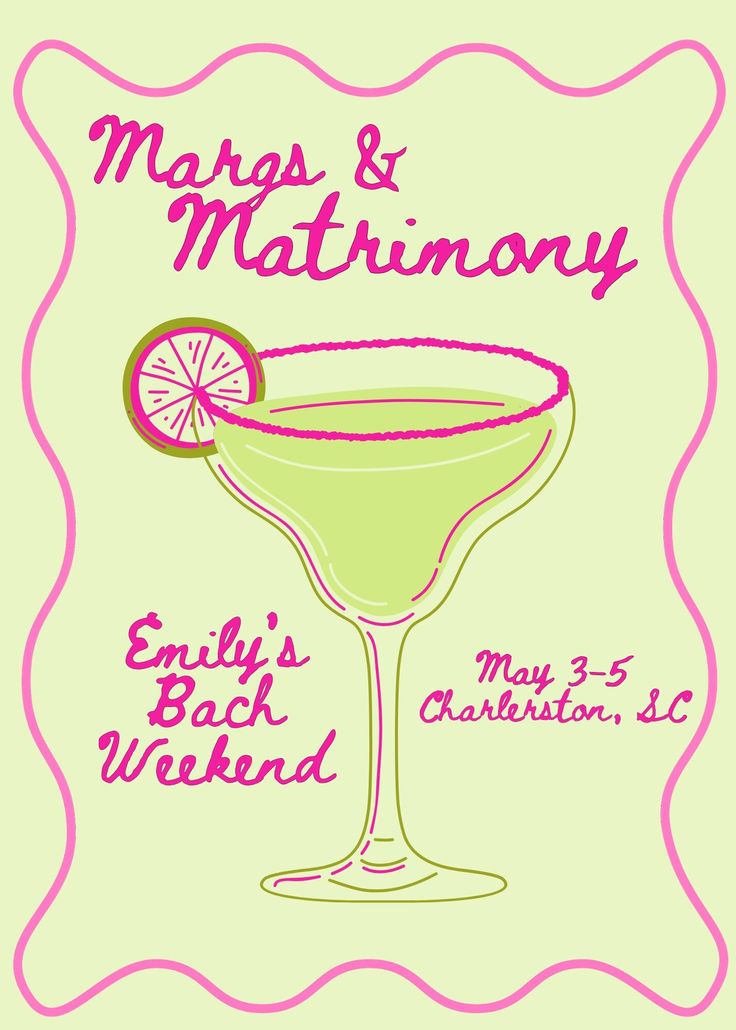 a poster for margaritas and matrimony with a lime slice on the rim