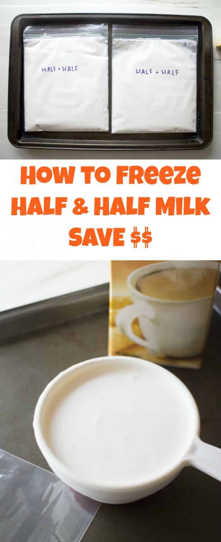 how to freeze half and half milk in a frying pan with the words, how to freeze half & half milk save plus