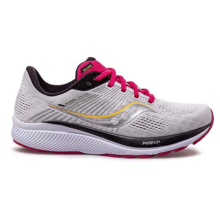 a women's saucy running shoe in grey and pink