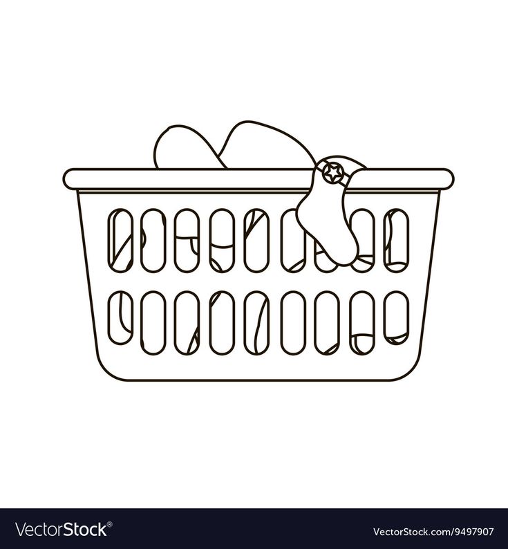 a laundry basket with clothes in it