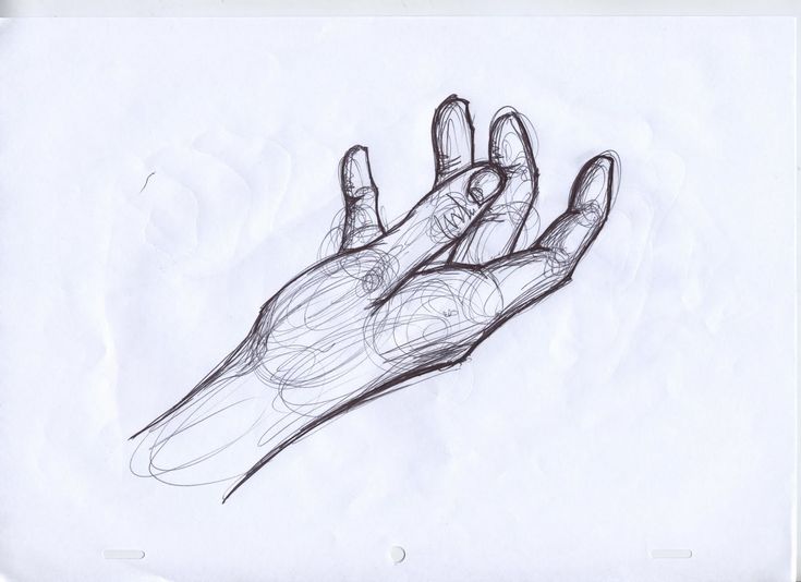 a drawing of a hand holding something in it's palm