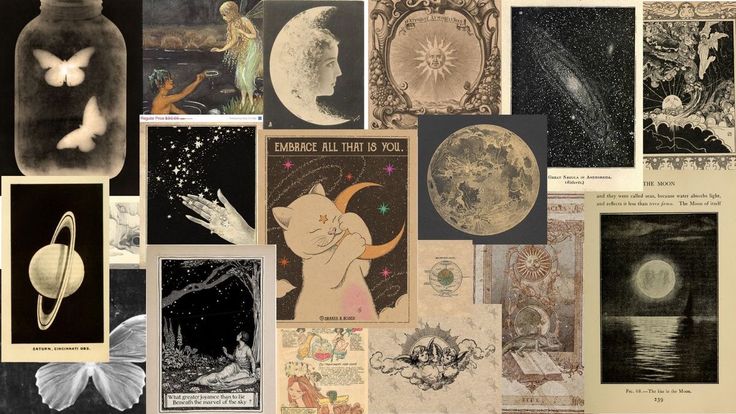 many different pictures are arranged together in this collage, including images from the moon and stars