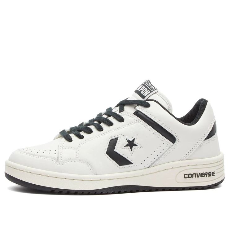 Step back in time with the iconic Converse Weapon Ox Sneakers. Crafted for the true aficionado of retro fashion, these sneakers boast smooth leather uppers and signature star logo to add a touch of classic chic to your streetwear. Don't let the old-school look fool you - they come packed with modern features like CX foam cushioning for unmatched comfort..Leather Uppers.CX Foam Cushioning.Rubber Sole.Lace Up Closure.Star Chevron logo.Shop All Converse Sneakers Leather Lace-up Basketball Shoes With Logo, White Leather Basketball Shoes With Logo, Classic Logo High-top Sneakers, Vintage White Sneakers For Streetwear, Classic High-top Logo Sneakers, Classic High-top Sneakers With Logo, Low-top Skate Shoes With Logo For Streetwear, Leather Skate Shoes With Logo For Streetwear, Retro Basketball Shoes With Vulcanized Sole For Streetwear